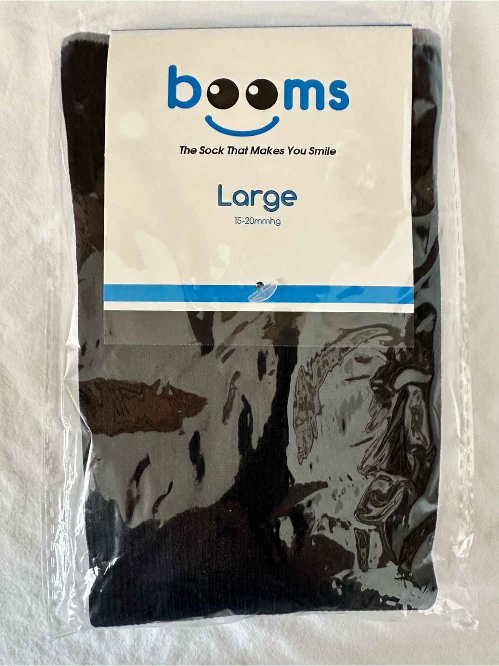 Booms Large Black Socks - Compression 15-20mmHg